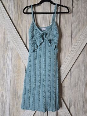 NWT Teal Knit Ruffle Sundress Size M Boho Fit & Flare
